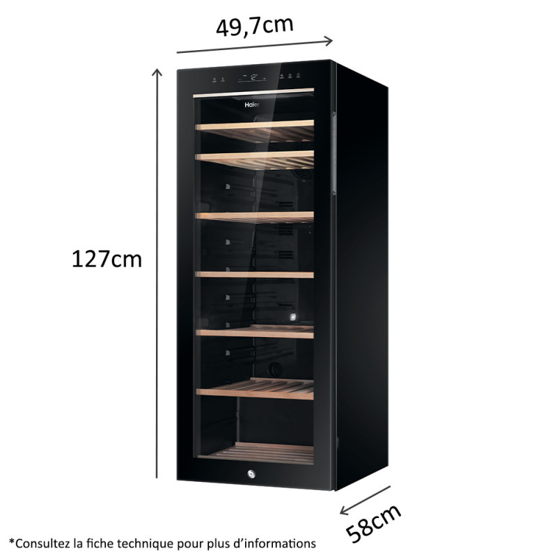 Haier Wine Bank 50 Serie 5 HWS84GA Refroidisseur de vin compresseur Pose libre Noir 84 bouteille(s)