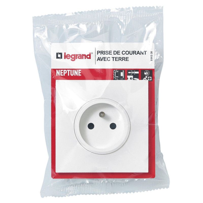 Prise avec terre Neptune, LEGRAND, blanc