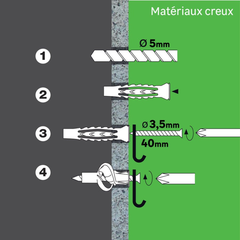 Lot De 25 Chevilles Et Vis À Expansion Standers, Diam.5 Mm X L.30 Mm