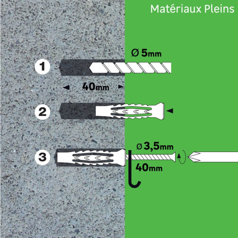 Lot De 25 Chevilles Et Vis À Expansion Standers, Diam.5 Mm X L.30 Mm
