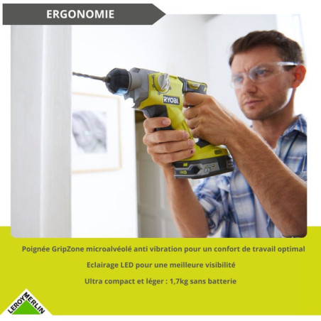 Perforateur Ryobi One+ R18Sds-0, 18 V Sans Batterie Batteries