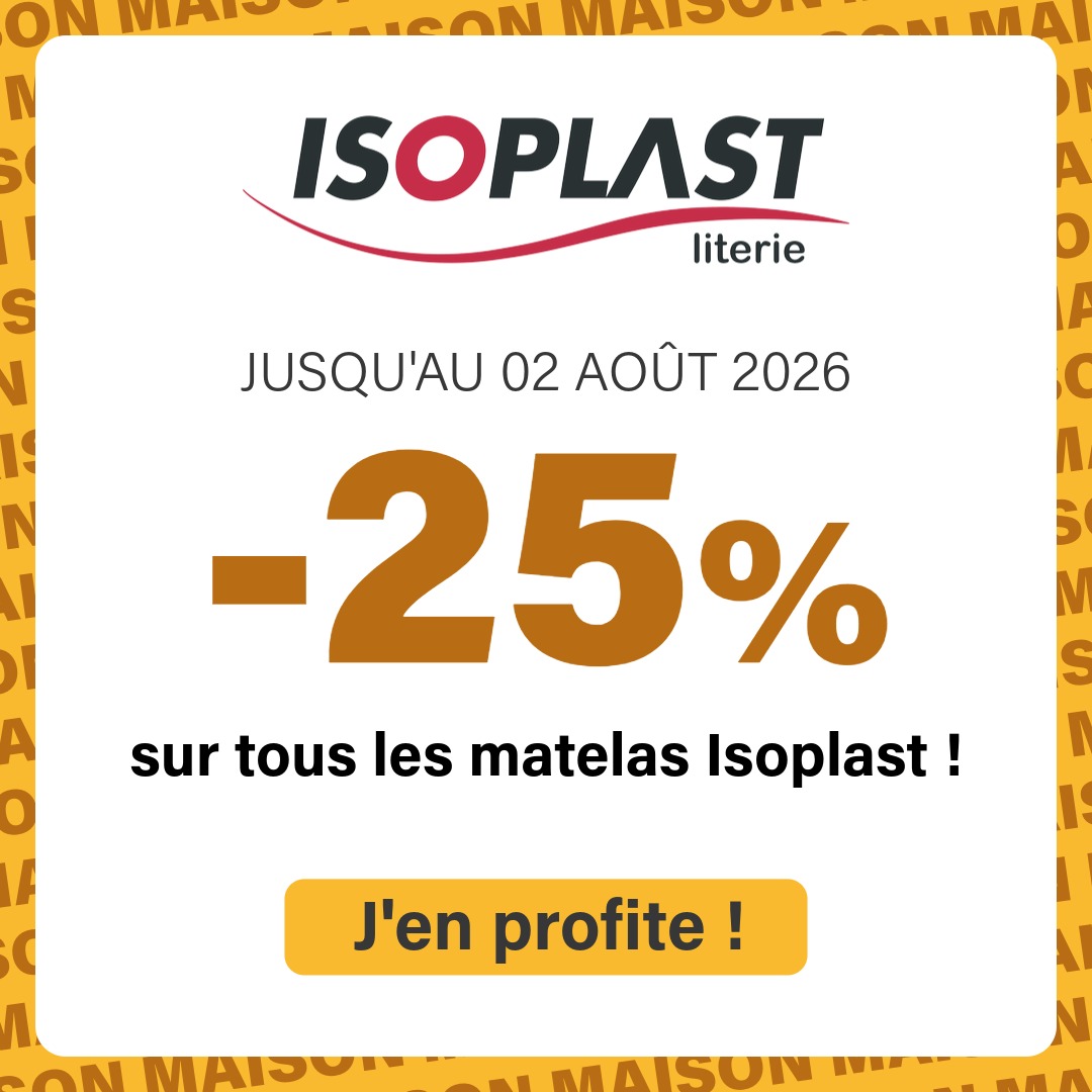 Image : Isoplast : -25% sur tous les matelas | Ravate.com