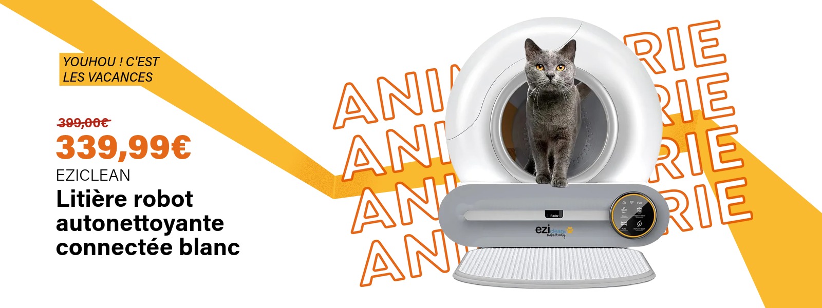Image : Litière robot autonettoyante connectée Blanc - EZICLEAN | Ravate.com