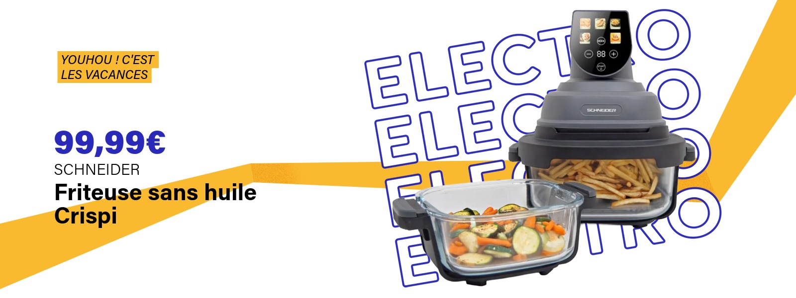 Image : Friteuse sans huile à air chaud Crispi portable 1500W gris - SCHNEIDER | Ravate.com