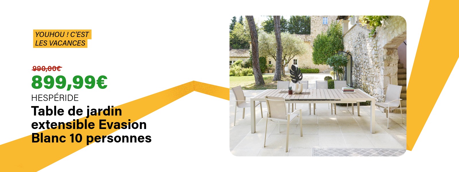 Image : Table de jardin extensible Evasion Blanc 10 personnes - HESPERIDE | Ravate.com