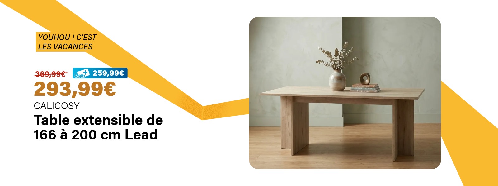 Image : Table extensible de 166 à 200 cm Lead - CALICOSY | Ravate.com