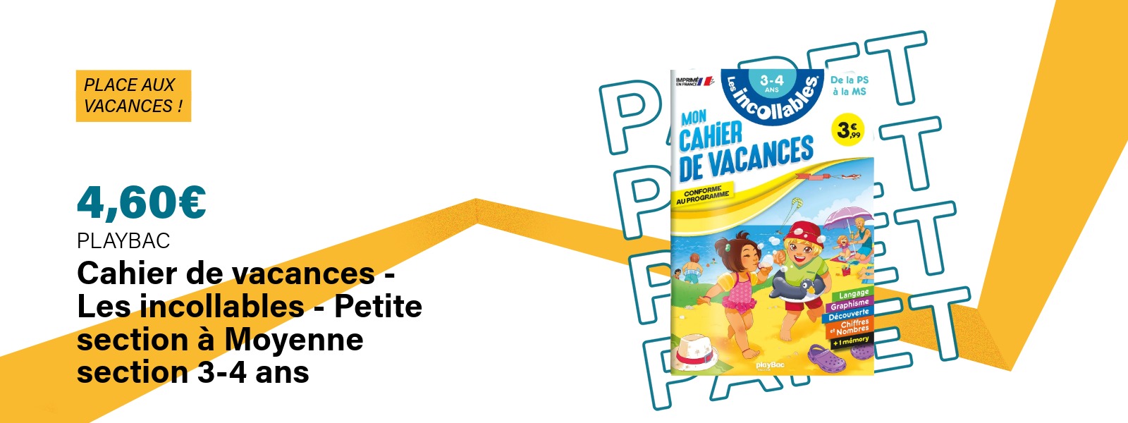 Image : Cahier de vacances - Les incollables - Petite à moyenne section 3-4 ans Playbac | Ravate.com