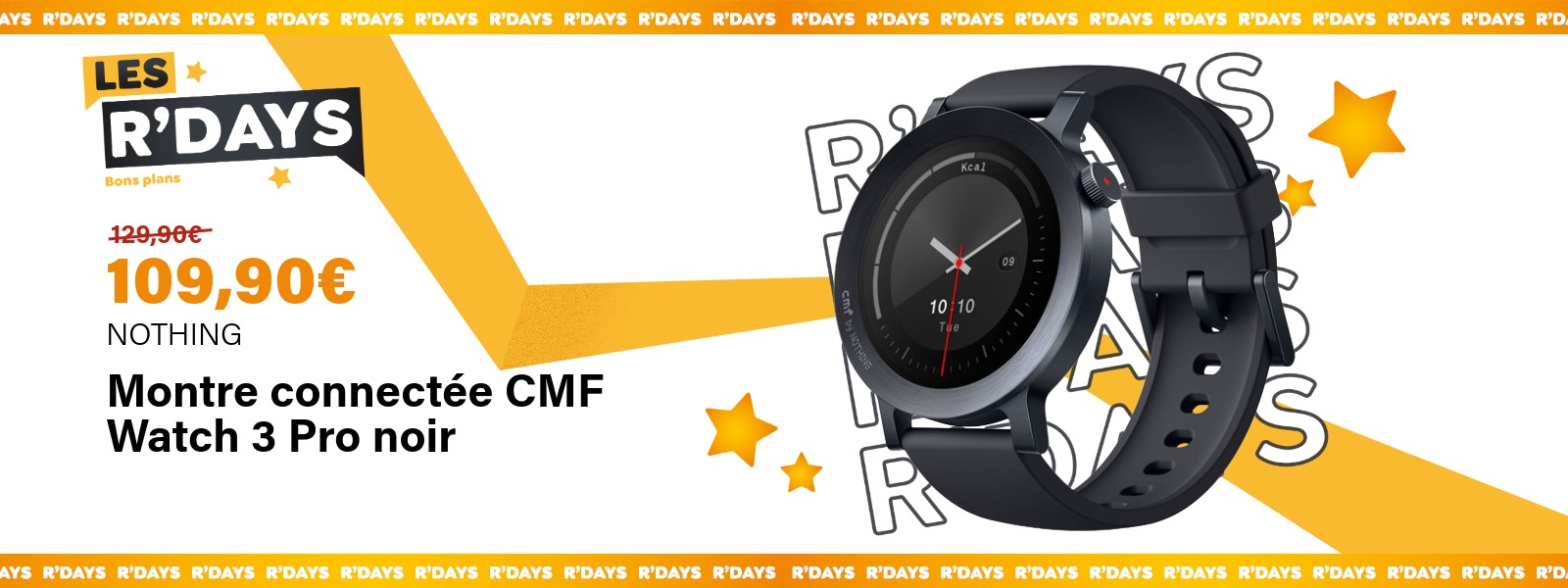 Image : Montre connectée CMF Watch 3 Pro noir - Nothing | Ravate.com