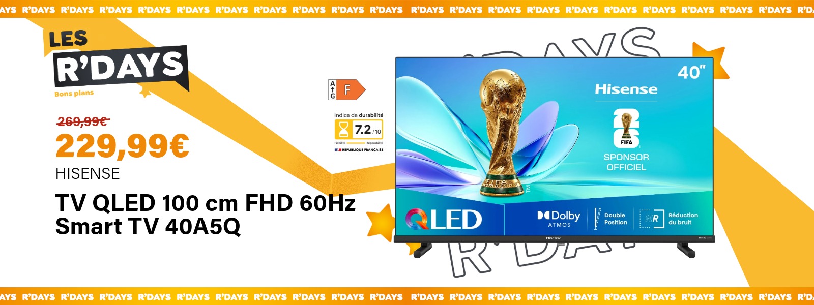 Image : TV QLED 100cm FHD 60Hz Smart TV 40A5Q - Hisense | Ravate.com