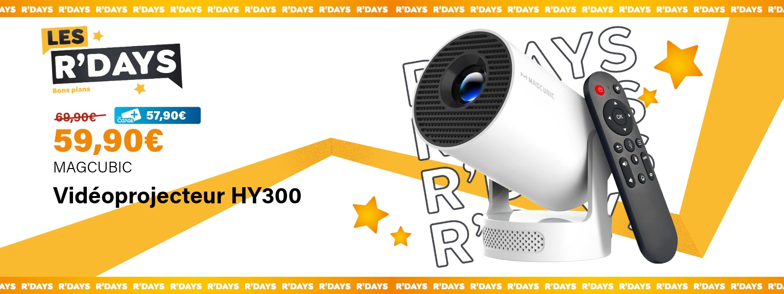 Image : Mini vidéoprojecteur portable Android 14, 200ANSI 720P HY300 PRO blanc - MAGCUBIC | Ravate.com