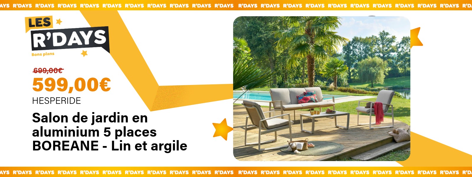 Image : Salon de jardin en aluminium 5 places Boreane Hesperide | Ravate.com