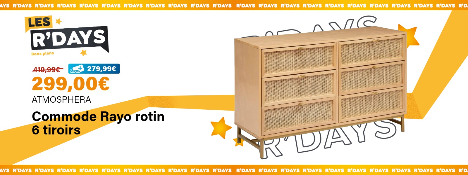 Commode Rayo rotin 6 tiroirs - ATMOSPHERA | Ravate.com Image : Commode Rayo rotin 6 tiroirs - ATMOSPHERA | Ravate.com