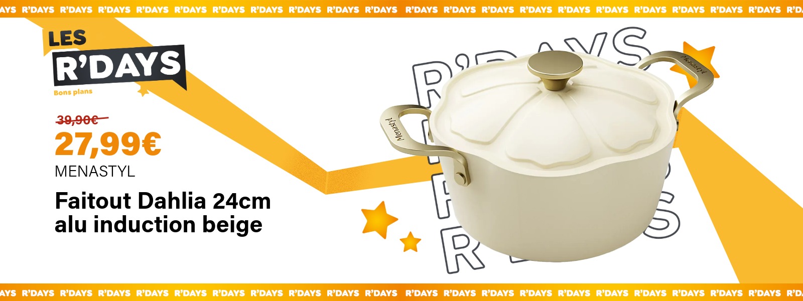 Image : Faitout Dahlia 24cm alu induction beige Menastyl | Ravate.com