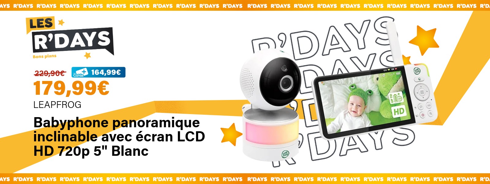 Babyphone panoramique/inclinable avec écran LCD HD 720p 5" blanc Leapfrog | Ravate.com Image : Babyphone panoramique/inclinable avec écran LCD HD 720p 5" blanc Leapfrog | Ravate.com