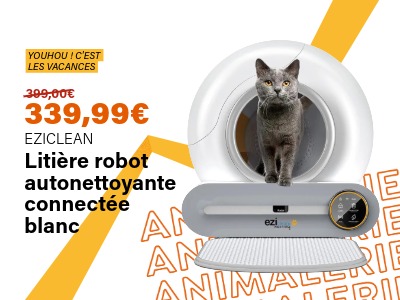 Image : Litière robot autonettoyante connectée Blanc - EZICLEAN | Ravate.com