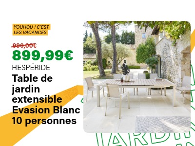 Image : Table de jardin extensible Evasion Blanc 10 personnes - HESPERIDE | Ravate.com