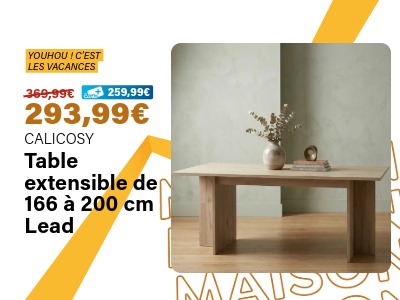 Image : Table extensible de 166 à 200 cm Lead - CALICOSY | Ravate.com