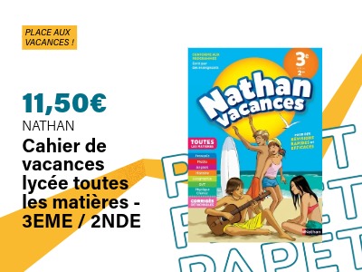 Image : Cahier de vacances lycée toutes les matières 3eme/2nde Nathan | Ravate.com