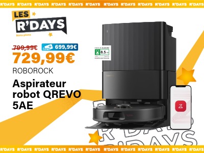 Image : Aspirateur robot Qrevo 5AE noir - Roborock | Ravate.com