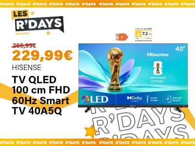 Image : TV QLED 100cm FHD 60Hz Smart TV 40A5Q - Hisense | Ravate.com