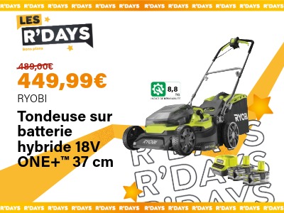 Image : Tondeuse sur batterie hybride 18V ONE+ - Ryobi | Ravate.com