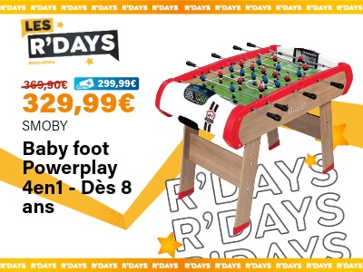 Image : Baby foot Powerplay 4en1 dès 8 ans - Smoby | Ravate.com