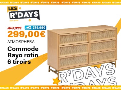Commode Rayo rotin 6 tiroirs - ATMOSPHERA | Ravate.com Image : Commode Rayo rotin 6 tiroirs - ATMOSPHERA | Ravate.com