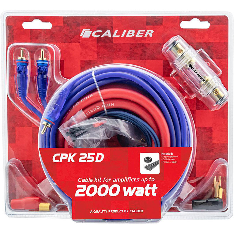 Kit Câblage Ampli Voiture Calibre 0 - 6000W Max, Câble Alimentation 5.2m, Fusible 150A+200A, Complet