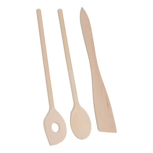 Lot De 4 Ustensiles De Cuisine En Laiton Et Bois Avec Support Mural En Bronze, Style Rustique
