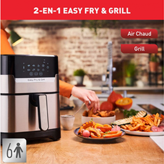 Friteuse sans huile Easy Fry & Grill Digital + Couteau Tefal 1400W Inox -  MOULINEX 